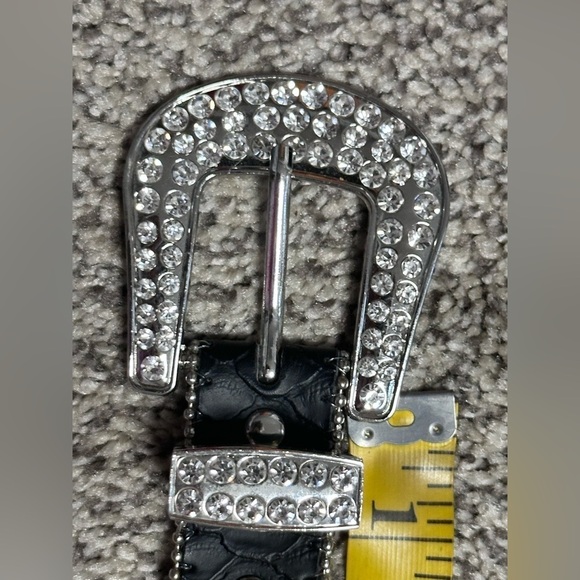 Womens belt 24-26 black rockabilly bling studs  rhinestones western cowgirl 3490 - Picture 12 of 15